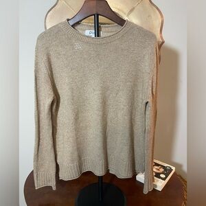 Pura Cashmere Ultra fine Merino Wool Cashmere Blend Wmns Beige Crew Neck Sweater